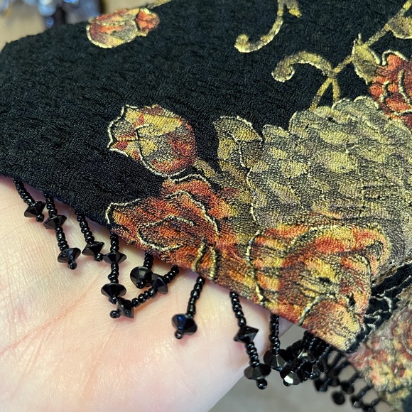 Dressbarn Woman Collection Floral Open Face Cardigan With Beaded Detail - Picture 11 of 16